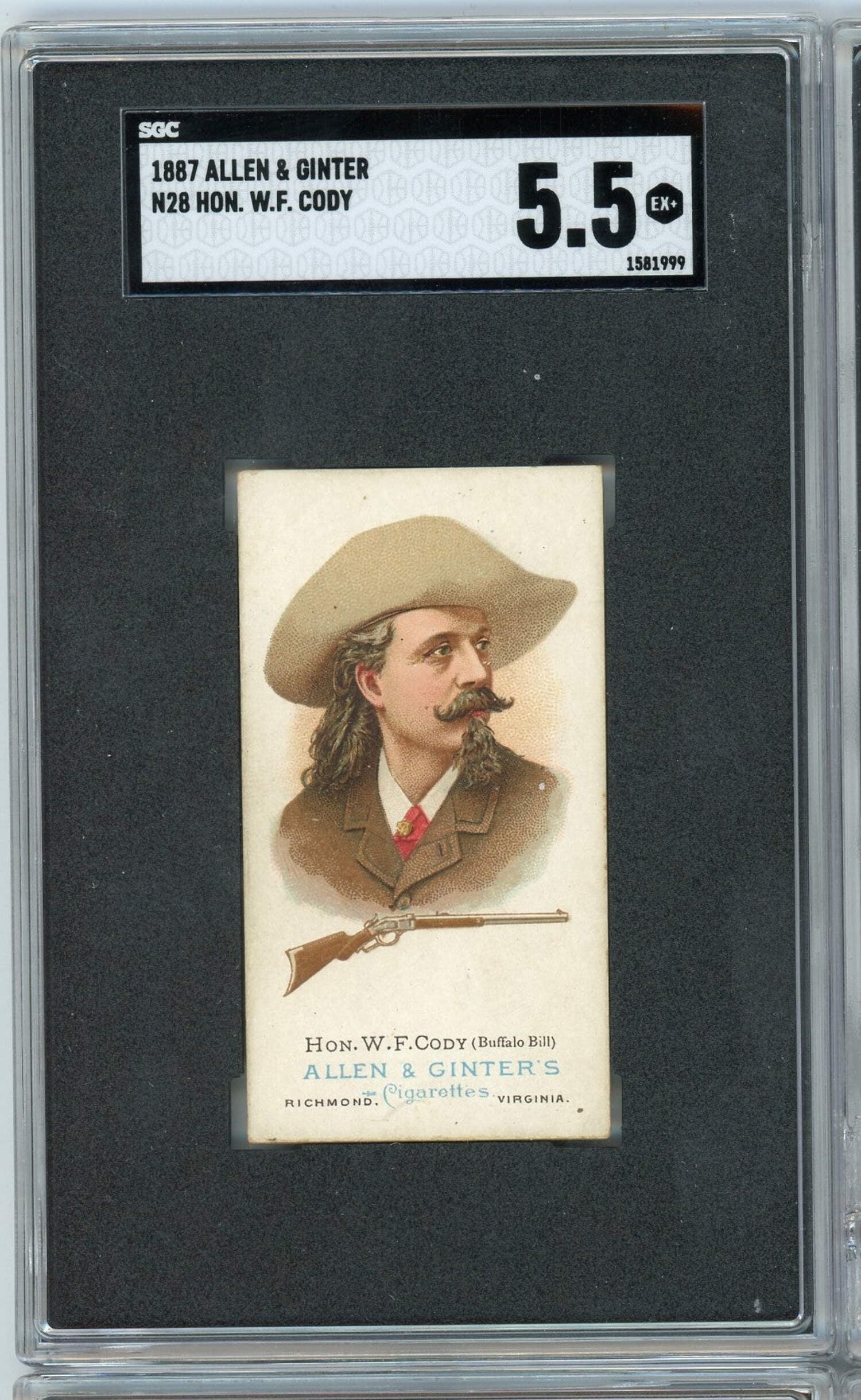 buffalo bill tobacco Graded 1887 Allen Ginter N28 Hon. W.F. Cody Buffalo Bill Baseball Tobacco  Card SGC 5.5 Excellent