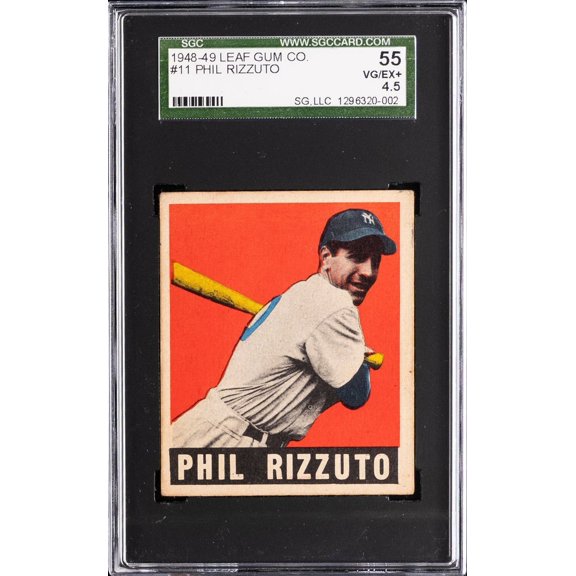 Graded 1948 Leaf Gum Co Phil Rizzuto Baseball Card #11 SGC 4.5