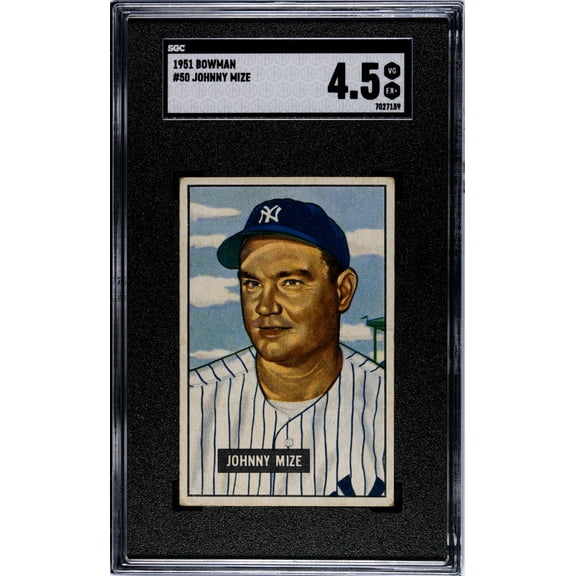 Graded 1951 Bowman Johnny Mize #50 Baseball Card SGC 4.5