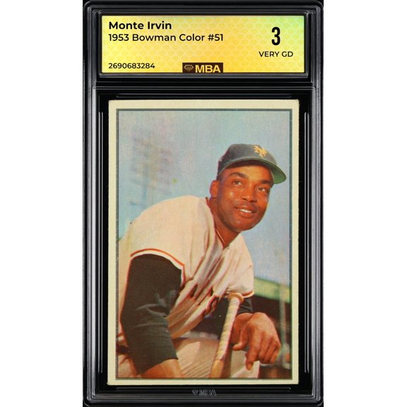 Graded 1953 Bowman Color Monte Irvin #51 MBA 3 Baseball Card