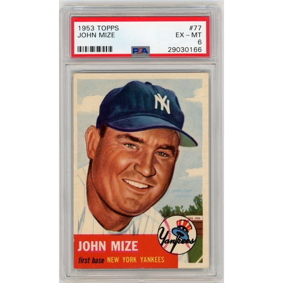 Graded 1953 Topps John Mize #77 Baseball Card PSA 6