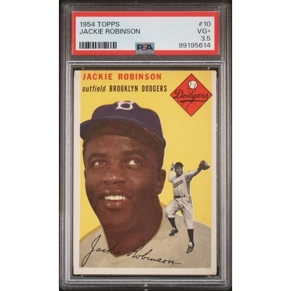 Graded 1954 Topps Jackie Robinson #JACKIE Baseball Card PSA 3.5 Very Good+
