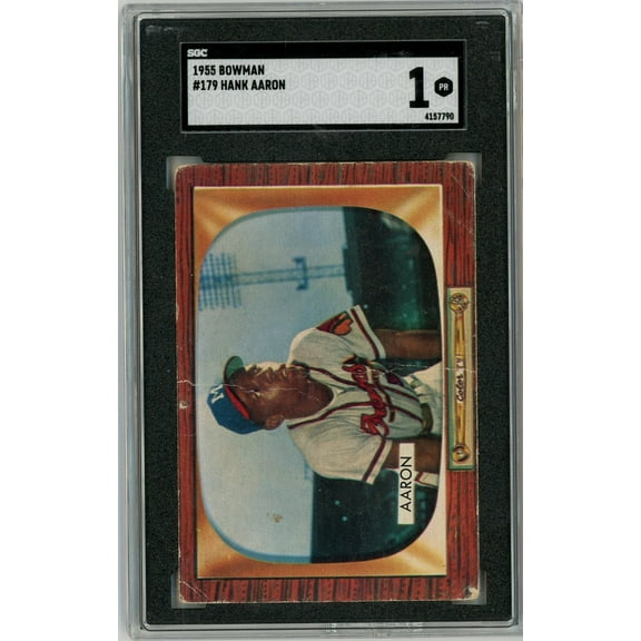 Graded 1955 Bowman Hank Aaron #179 2nd Year First Bowman Baseball Card SGC 1