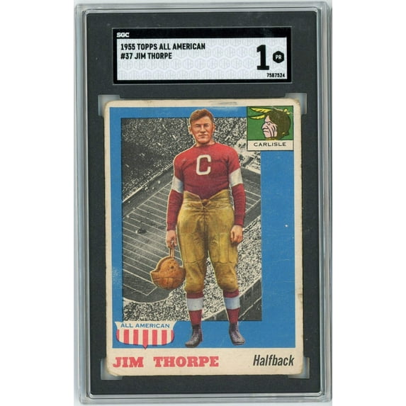Graded 1955 Topps All American Jim Thorpe #37 Football Card SGC 1