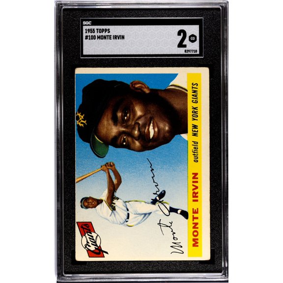 Graded 1955 Topps Monte Irvin #100 Baseball Card SGC 2 Certification 8297710