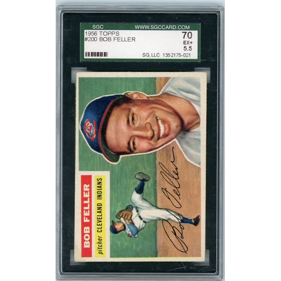 Graded 1956 Topps Bob Feller #200 Baseball Card SGC 5.5