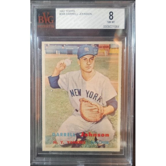 Graded 1957 Topps #306 Darrell Johnson DP Rookie BVG 8 Beckett Vintage Grading
