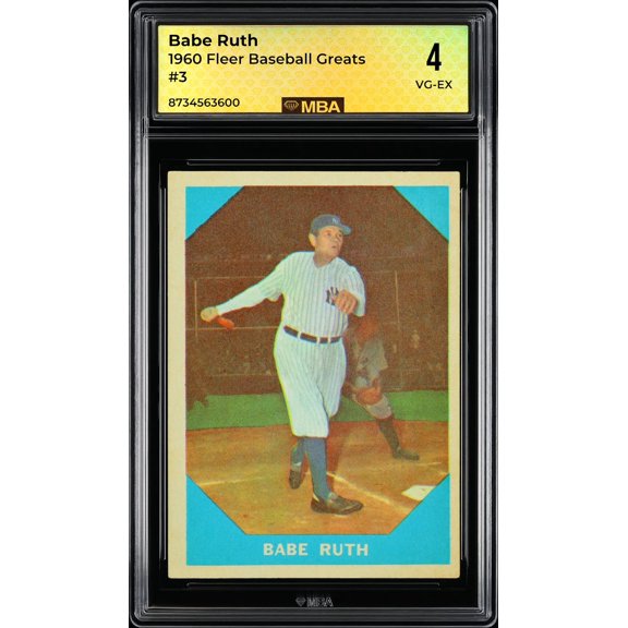 Graded 1960 Fleer Baseball Greats Babe Ruth #3 Baseball Card 4 MBA