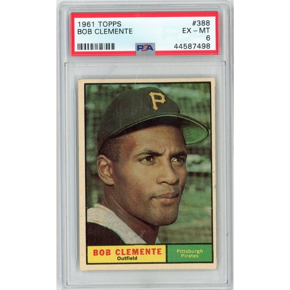 Graded 1961 Topps Bob Roberto Clemente #388 Baseball Card PSA 6 EX-MT