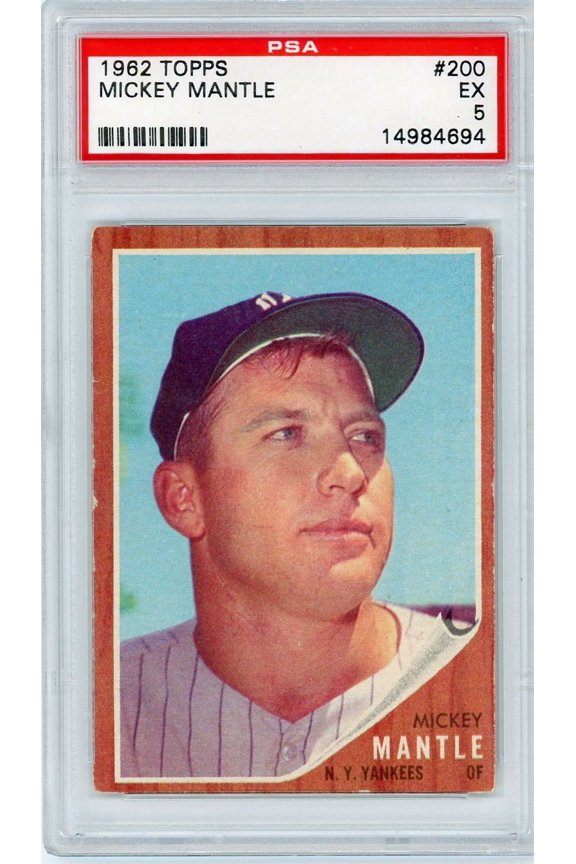 Graded 1962 Topps Mickey Mantle #200 Baseball Card PSA 5