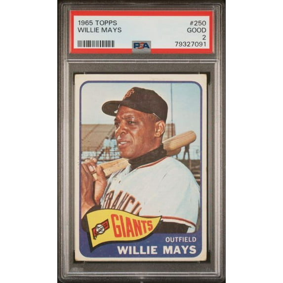 Graded 1965 Topps Willie Mays #250 Baseball Card PSA 2 Good