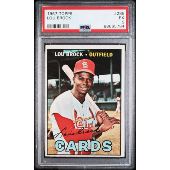 Graded 1967 Topps Lou Brock #285 Baseball Card PSA 5 Excellent