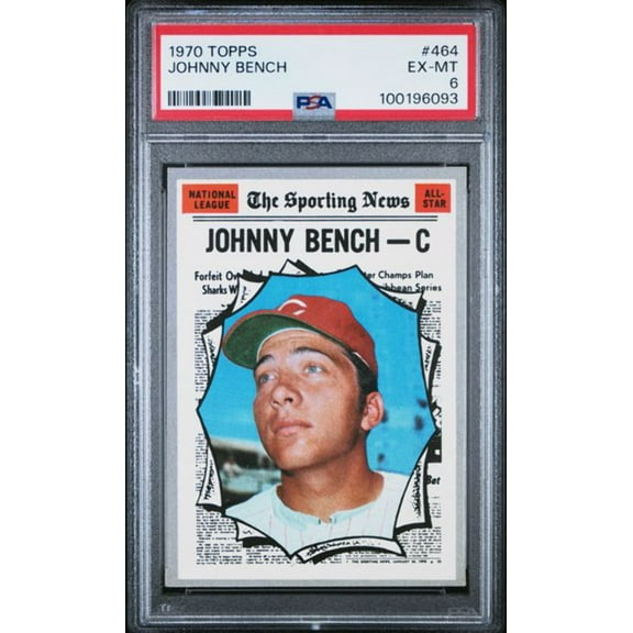 Graded 1970 Topps Johnny Bench #464 Baseball Card PSA 6 EX-MT