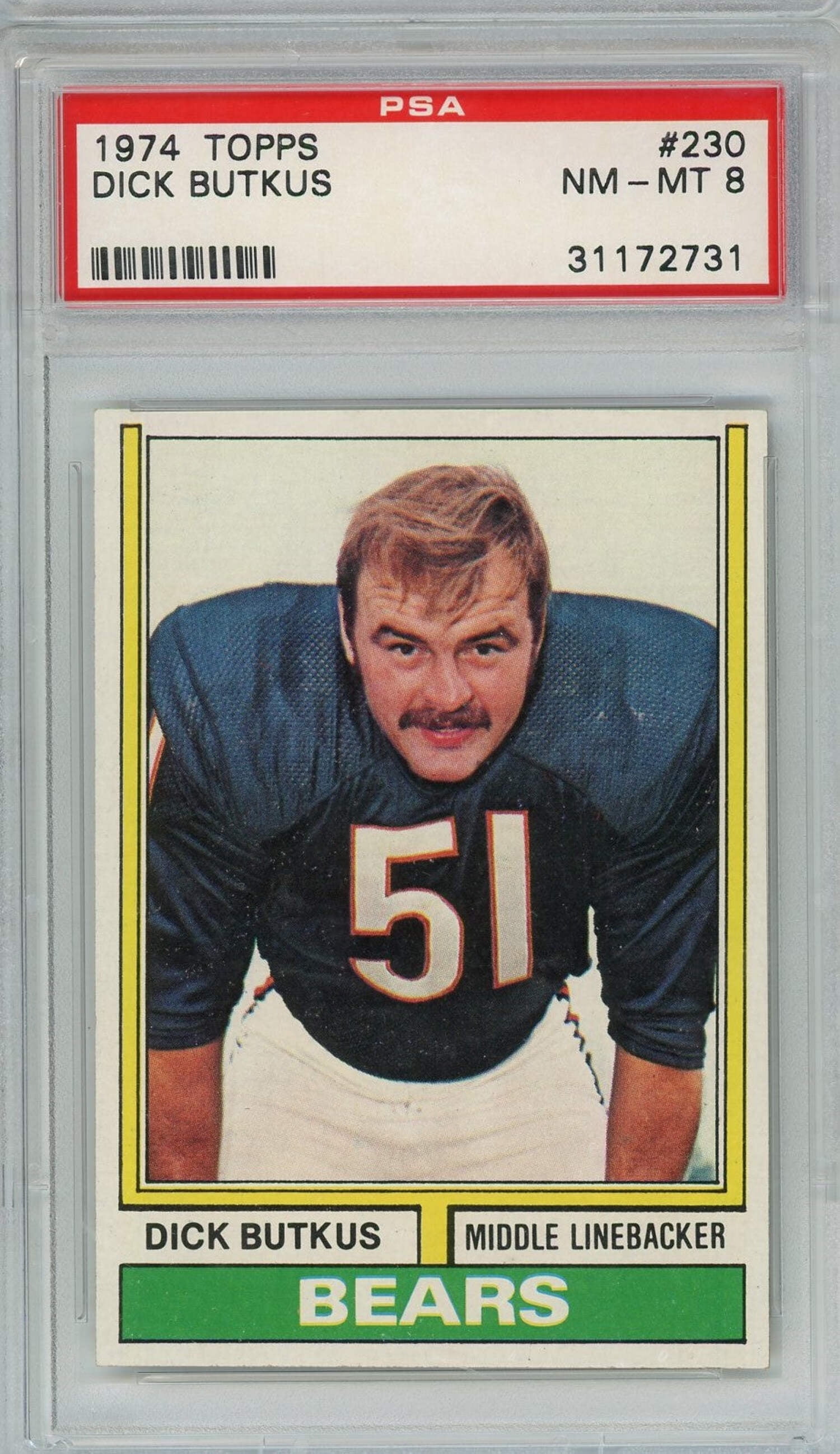Graded 1974 Topps Dick Butkus #230 Football Card PSA 8 NM-MT - Walmart.com