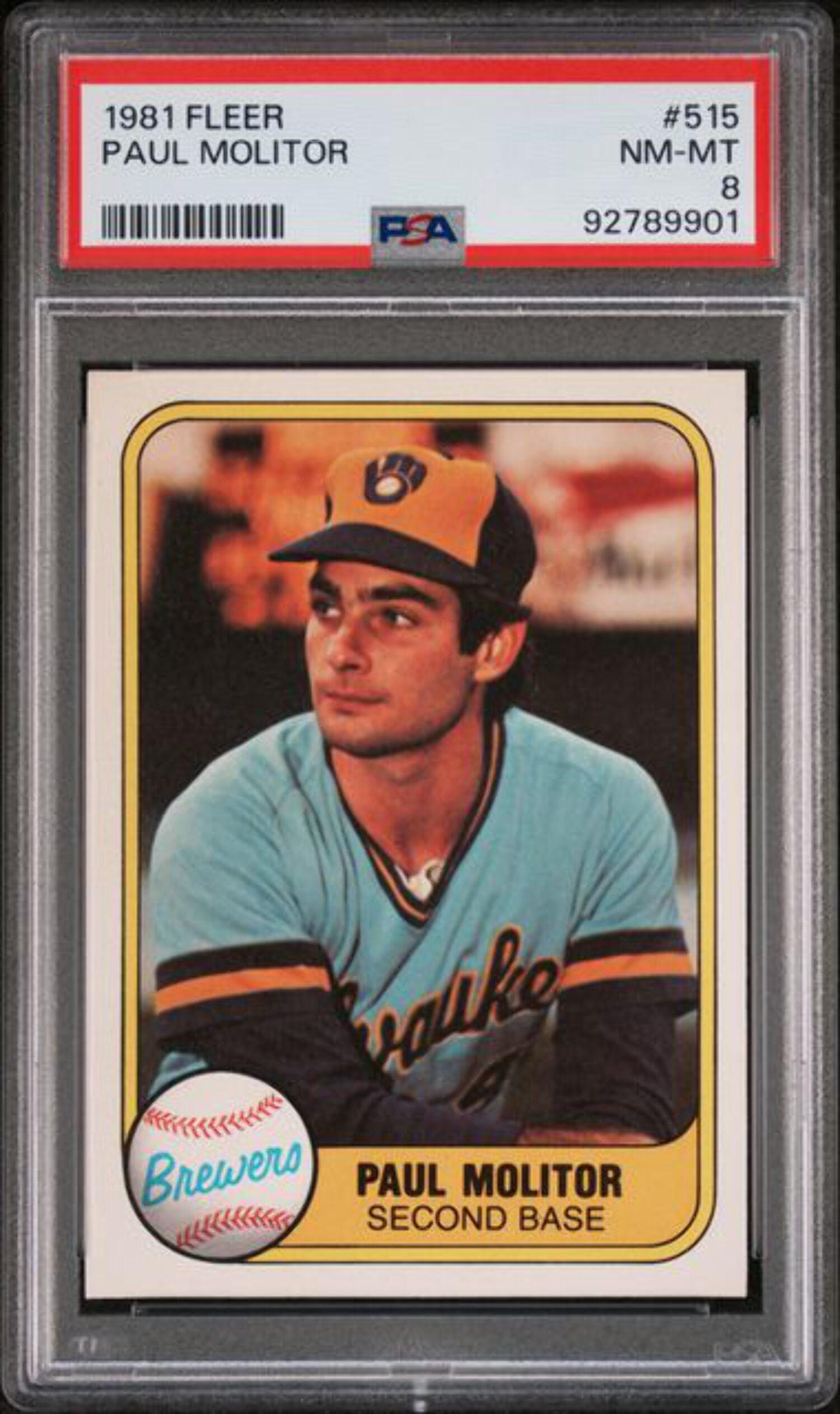 Graded 1981 Fleer Paul Molitor #515 Baseball Card PSA 8 NM-MT - Walmart.com