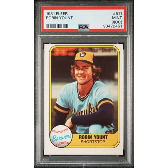 Graded 1981 Fleer Robin Yount #511 Baseball Card PSA 9 Mint