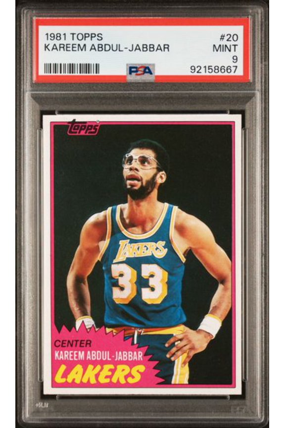 Graded 1981 Topps Kareem Abdul-Jabbar #20 Basketball Card PSA 9 Mint