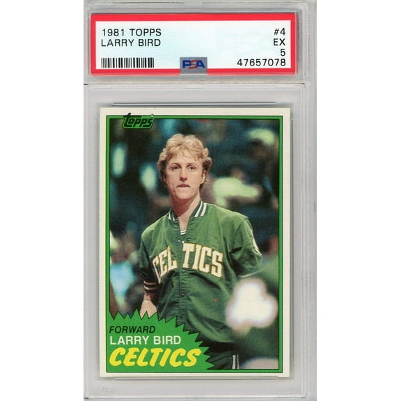 Graded 1981 Topps Larry Bird #4 2nd Year Basketball Card PSA 5 Excellent