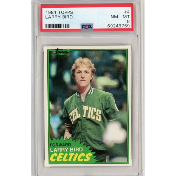 Graded 1981 Topps Larry Bird #4 2nd Year Basketball Card PSA 8 NM-MT