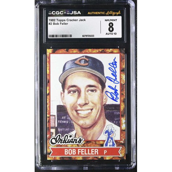 Graded 1982 Topps Cracker Jack Bob Feller #2 CGC 8 JSA Auto 10