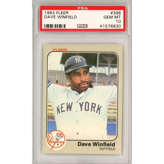 Graded 1983 Fleer Dave Winfield #398 Baseball Card PSA 10 Gem Mint