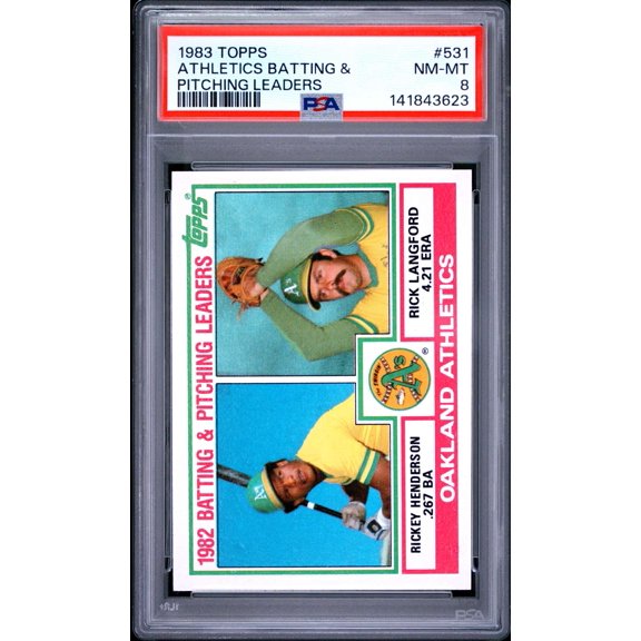 Graded 1983 Topps 531 Oakland Athletics Batting Pitching Leaders PSA 8 Baseball Card