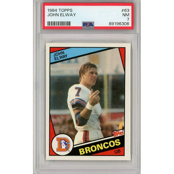 Graded 1984 Topps John Elway #63 Rookie RC Football Card PSA 7 Near Mint