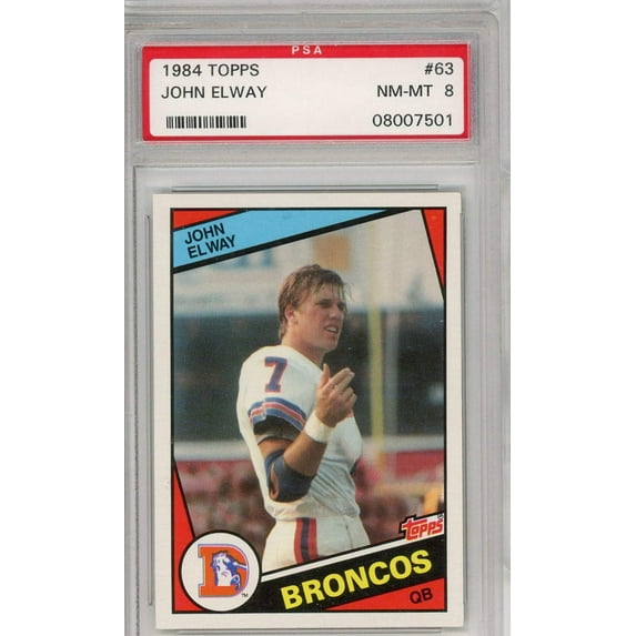 Graded 1984 Topps John Elway #63 Rookie RC Football Card PSA 8 NM-MT