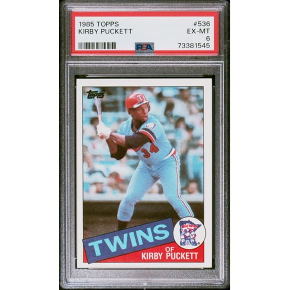 Graded 1985 Topps Kirby Puckett #536 Rookie RC Baseball Card PSA 6 EX-MT