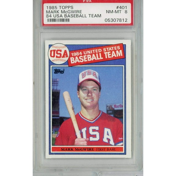 Graded 1985 Topps USA Baseball Team Mark McGwire #401 Rookie RC Baseball Card PSA 8 NM-MT