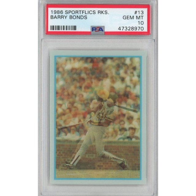 Graded 1986 Sportflics Barry Bonds 40 Rookie RC Baseball Card PSA 10