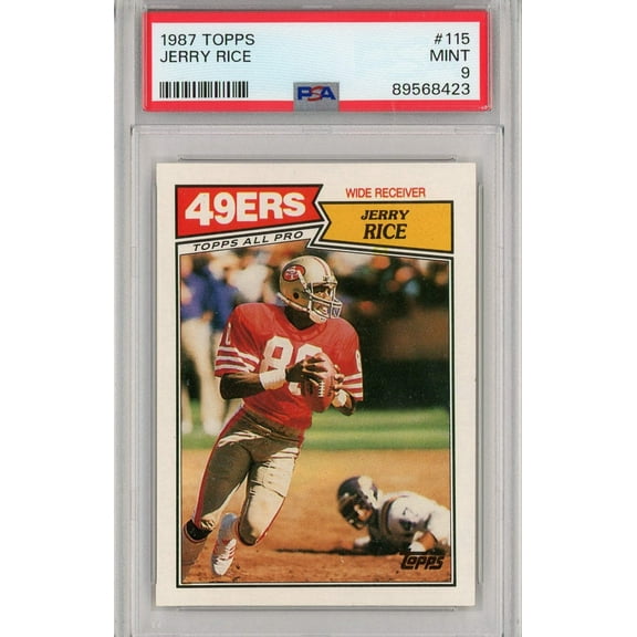 Graded 1987 Topps Jerry Rice #115 2nd Year Football Card PSA 9 Mint