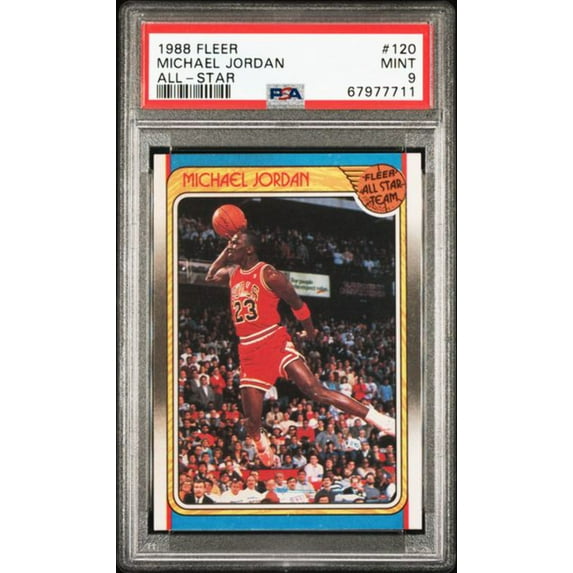 Graded 1988 Fleer All Star Michael Jordan #120 Basketball Card PSA 9 Mint