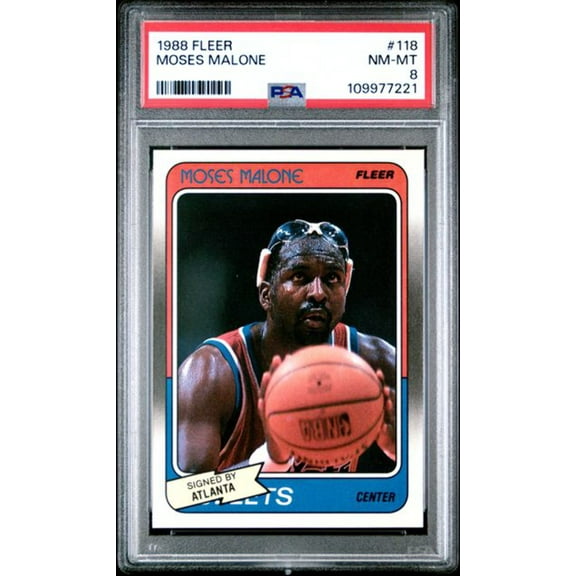 Graded 1988 Fleer Moses Malone #118 Basketball Card PSA 8 NM-MT