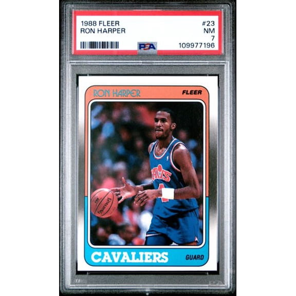 Graded 1988 Fleer Ron Harper #23 2nd Year Basketball Card PSA 7 NM