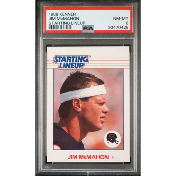 Graded 1988 Kenner Starting Lineup Jim McMahon Football Card PSA 8 NM-MT