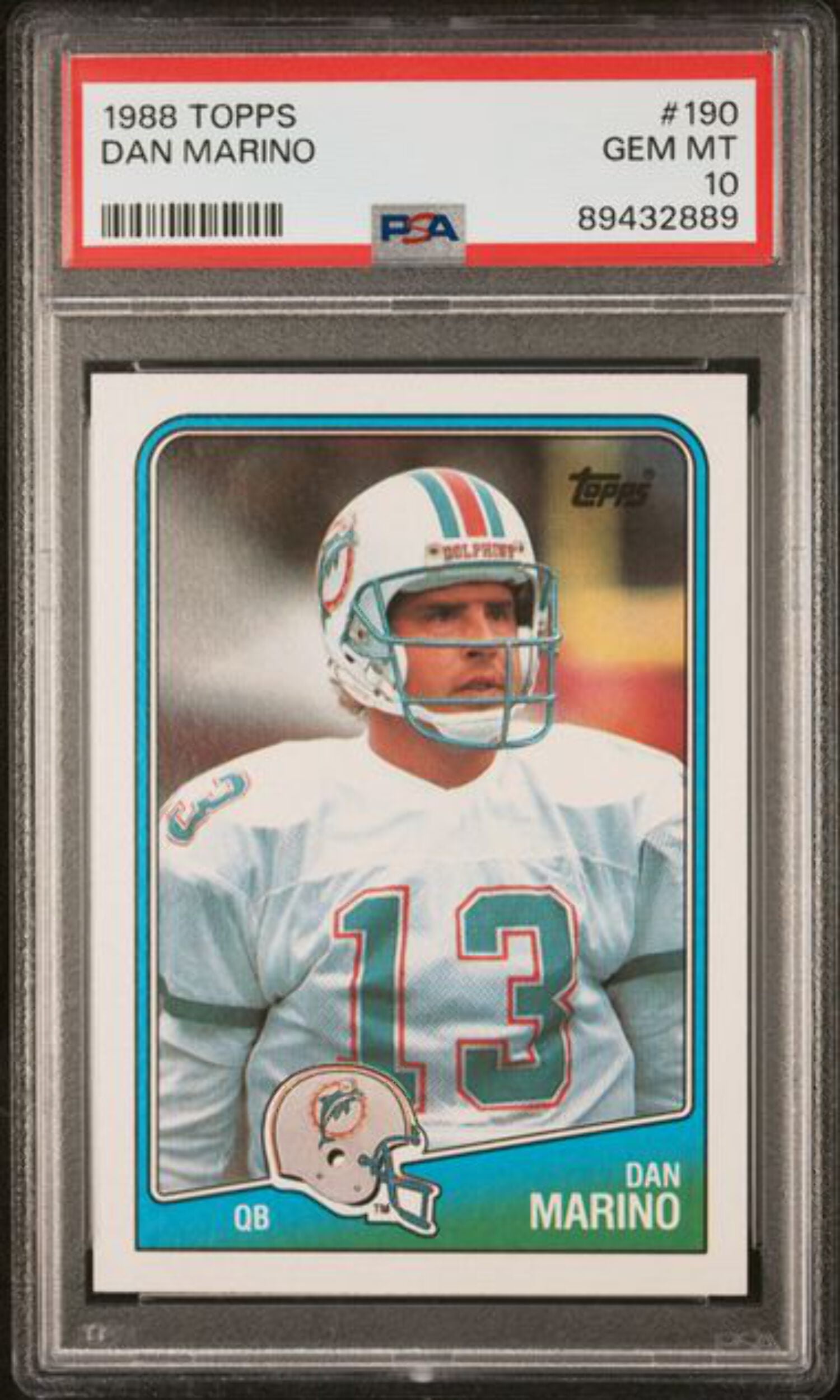 Graded 1988 Topps Dan Marino #190 Football Card PSA 10 Gem Mint -  Walmart.com, image size:1500x2499