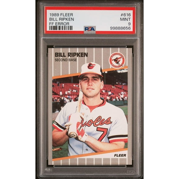 Graded 1989 Fleer Bill Ripken #616 FF Error Baseball Card PSA 9 Mint