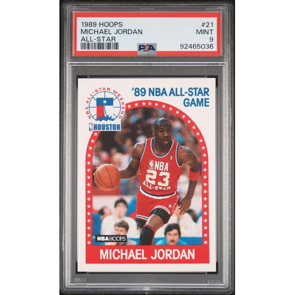 Graded 1989 Hoops Michael Jordan #21 All Star Basketball Card PSA 9 Mint