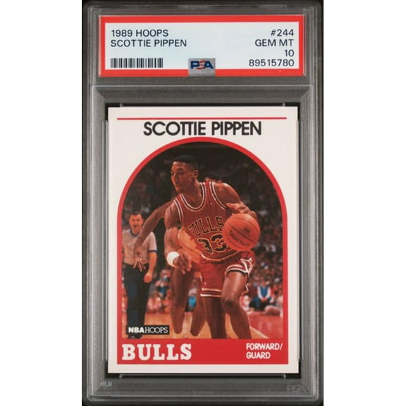 Graded 1989 Hoops Scottie Pippen #244 2nd Year Basketball Card PSA 10 Gem Mint