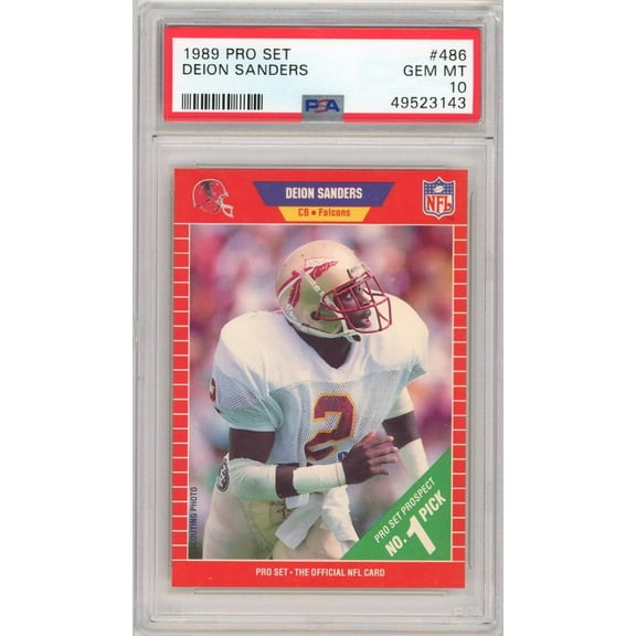Graded 1989 Pro Set Deion Sanders #486 Rookie RC Football Card PSA 10 Gem Mint