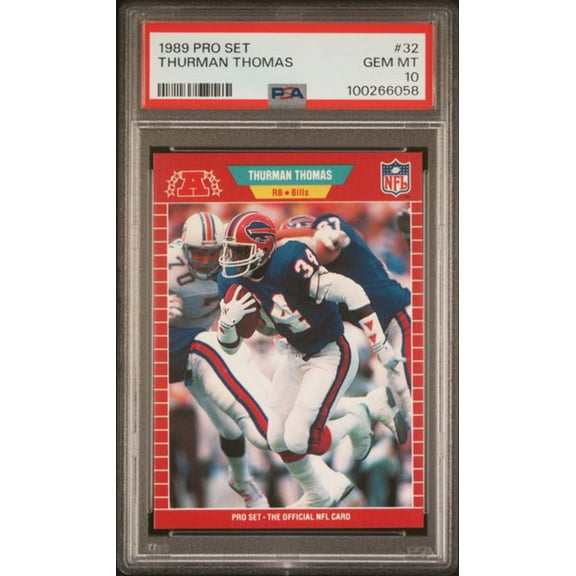 Graded 1989 Pro Set Thurman Thomas #32 Rookie RC Football Card PSA 10 Gem Mint