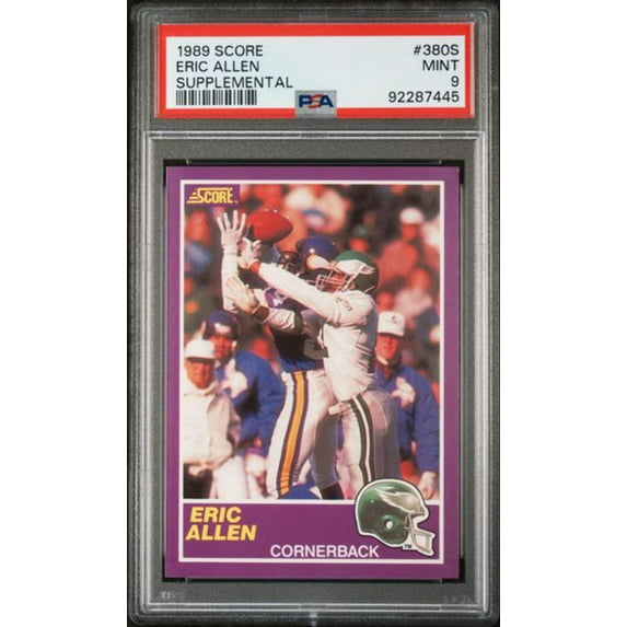 Graded 1989 Score Supplemental Eric Allen #380S Rookie RC Football Card PSA 9 Mint