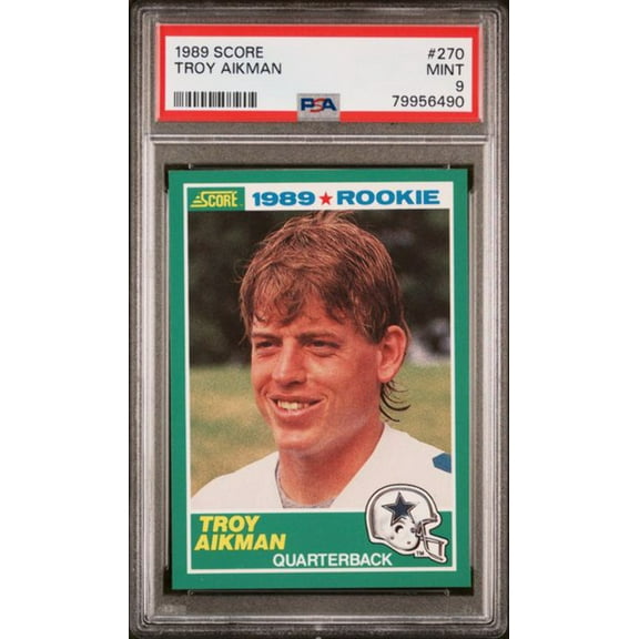 Graded 1989 Score Troy Aikman #270 Rookie RC Football Card PSA 9 Mint