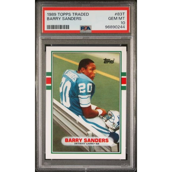 Graded 1989 Topps Traded Barry Sanders #83T Rookie RC Football Card PSA 10 Gem Mint