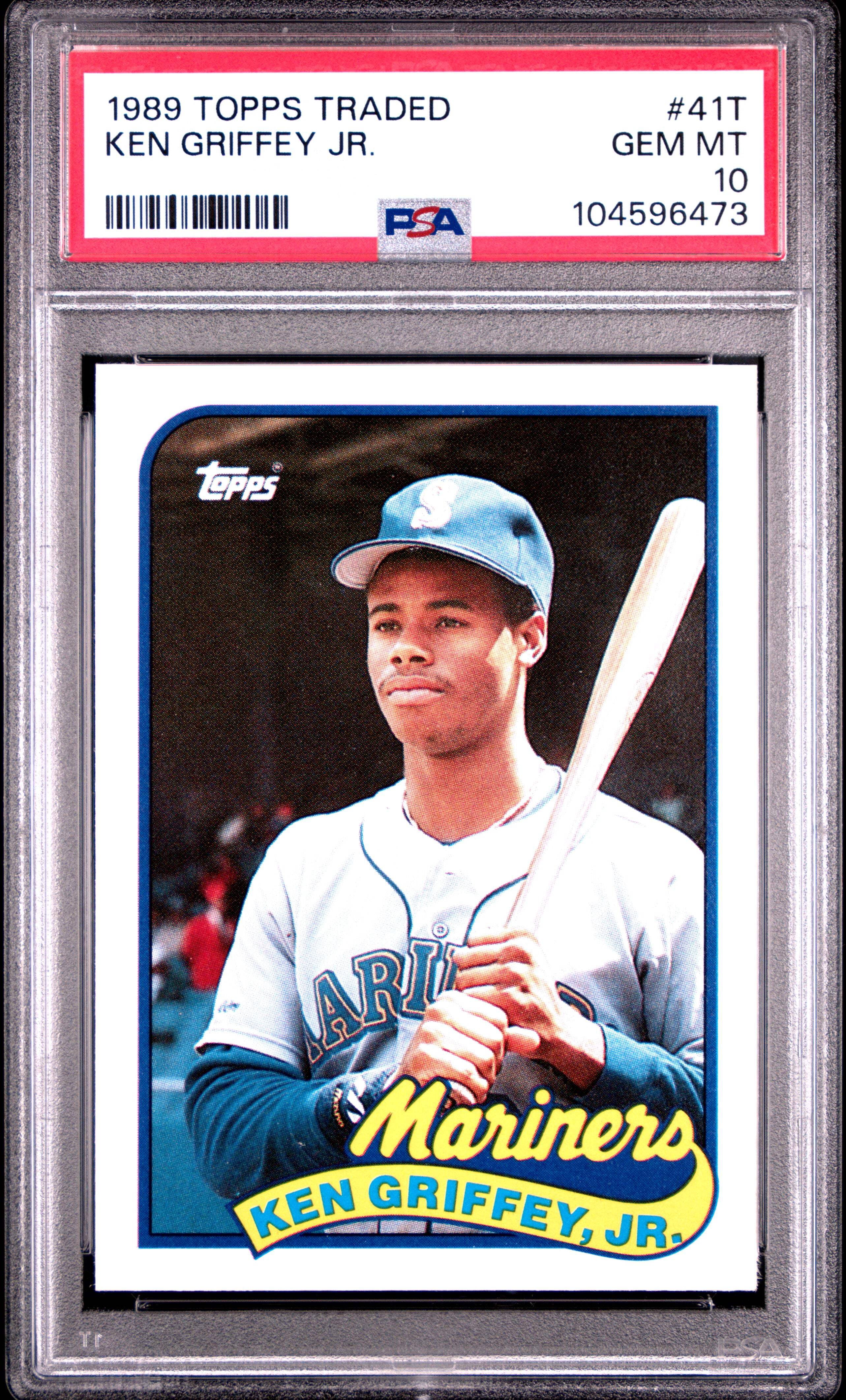 ken griffey jr rookie card graded 10 PSA 10 BASEBALL CARD 1990 TOPPS ROOKIE HOF KEN GRIFFEY JR MARINERS BLOODY  SCAR