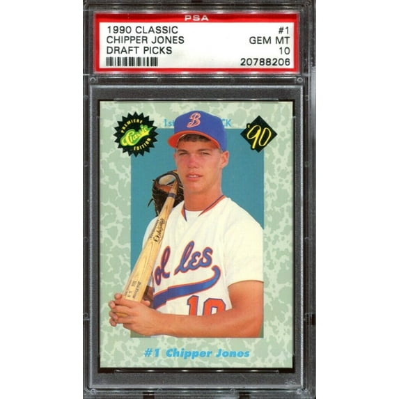 Graded 1990 Classic Chipper Jones #1 Draft Picks Rookie RC Baseball Card PSA 10 Gem Mint