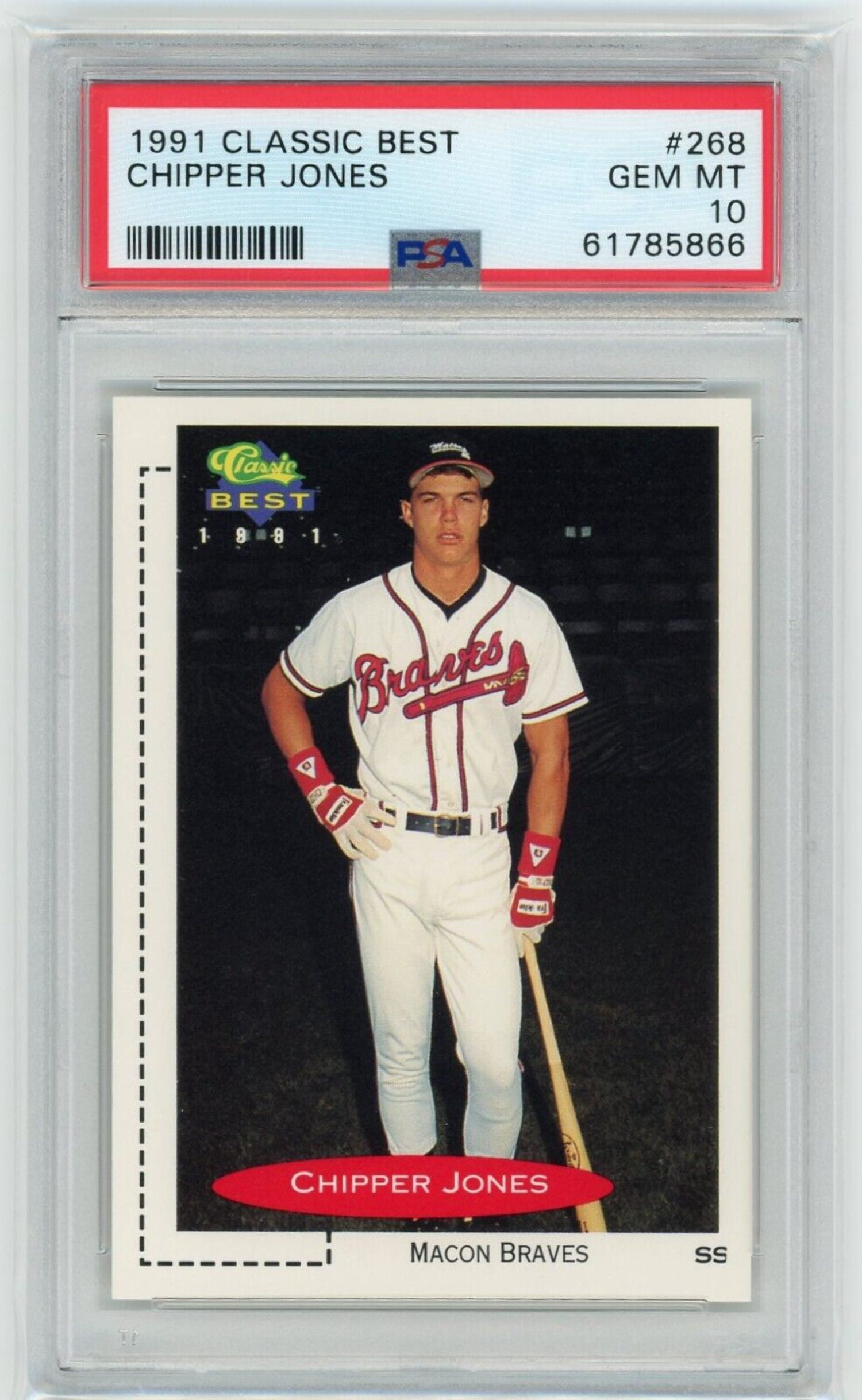 Graded 1991 Classic Best Chipper Jones #268 Rookie RC Baseball
