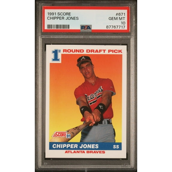 Graded 1991 Score Chipper Jones #671 Rookie RC Baseball Card PSA 10 Gem Mint
