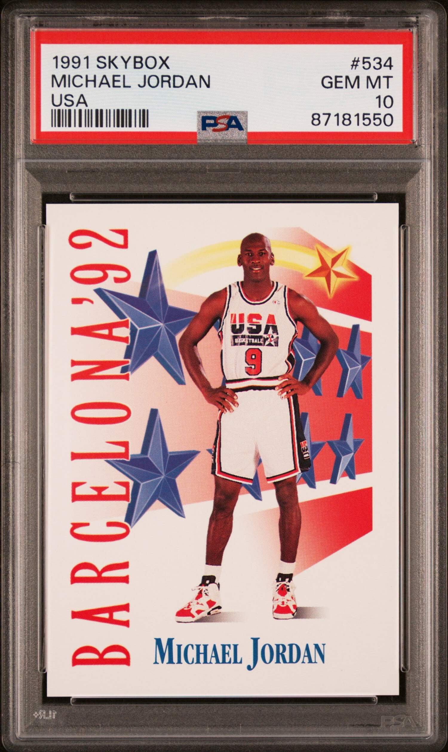 Graded 1991 Skybox Michael Jordan #534 USA Dream Team Basketball